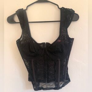 Black Lace Bustier Corset Top NWT